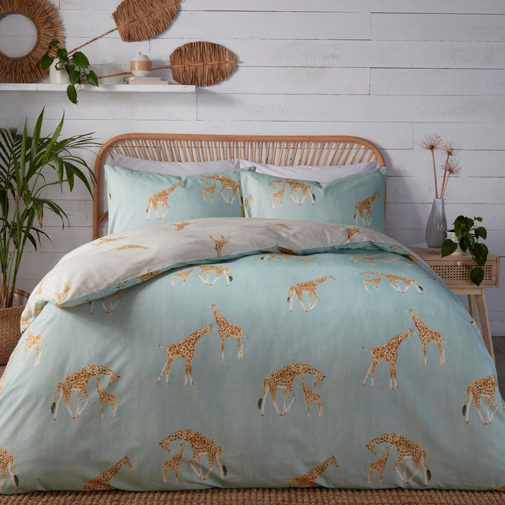 Milo Giraffe Duvet Cover Set by Fusion in Duck Egg - Duvet Cover Set - Fusion