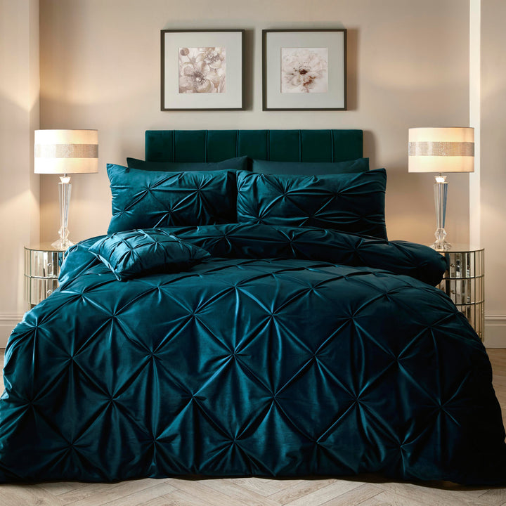 Mira Duvet Cover Set by Soiree in Teal - Duvet Cover Set - Soiree