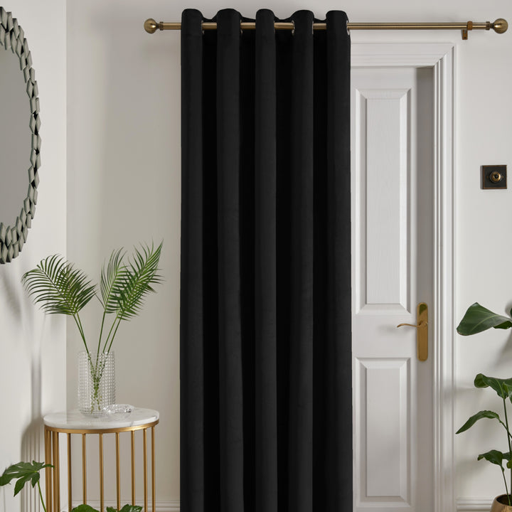 Montrose Eyelet Single Panel Door Curtain by Laurence Llewelyn-Bowen in Black - Eyelet Single Panel Door Curtain - Laurence Llewelyn-Bowen