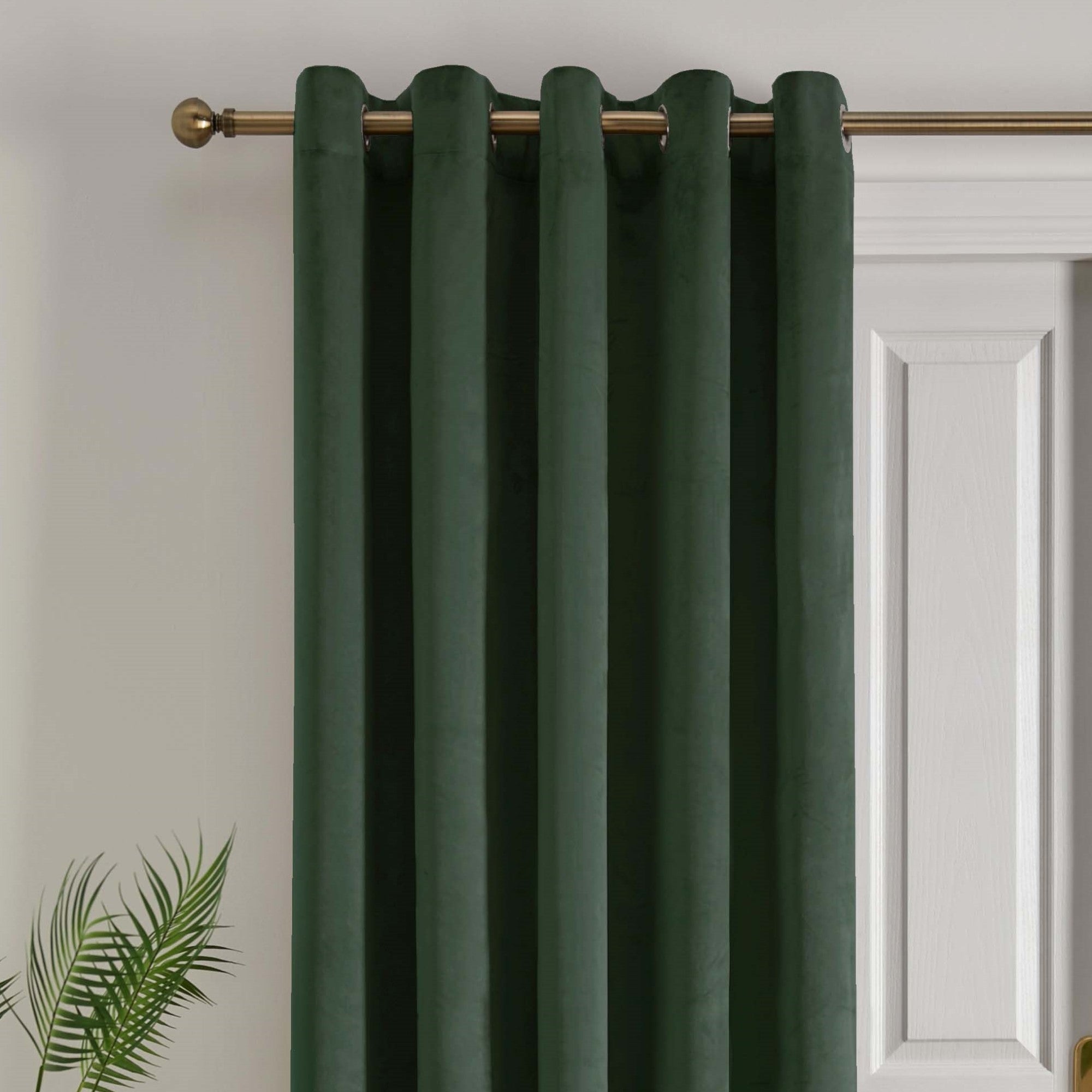 Montrose Eyelet Single Panel Door Curtain by Laurence Llewelyn-Bowen in Bottle Green - Eyelet Single Panel Door Curtain - Laurence Llewelyn-Bowen