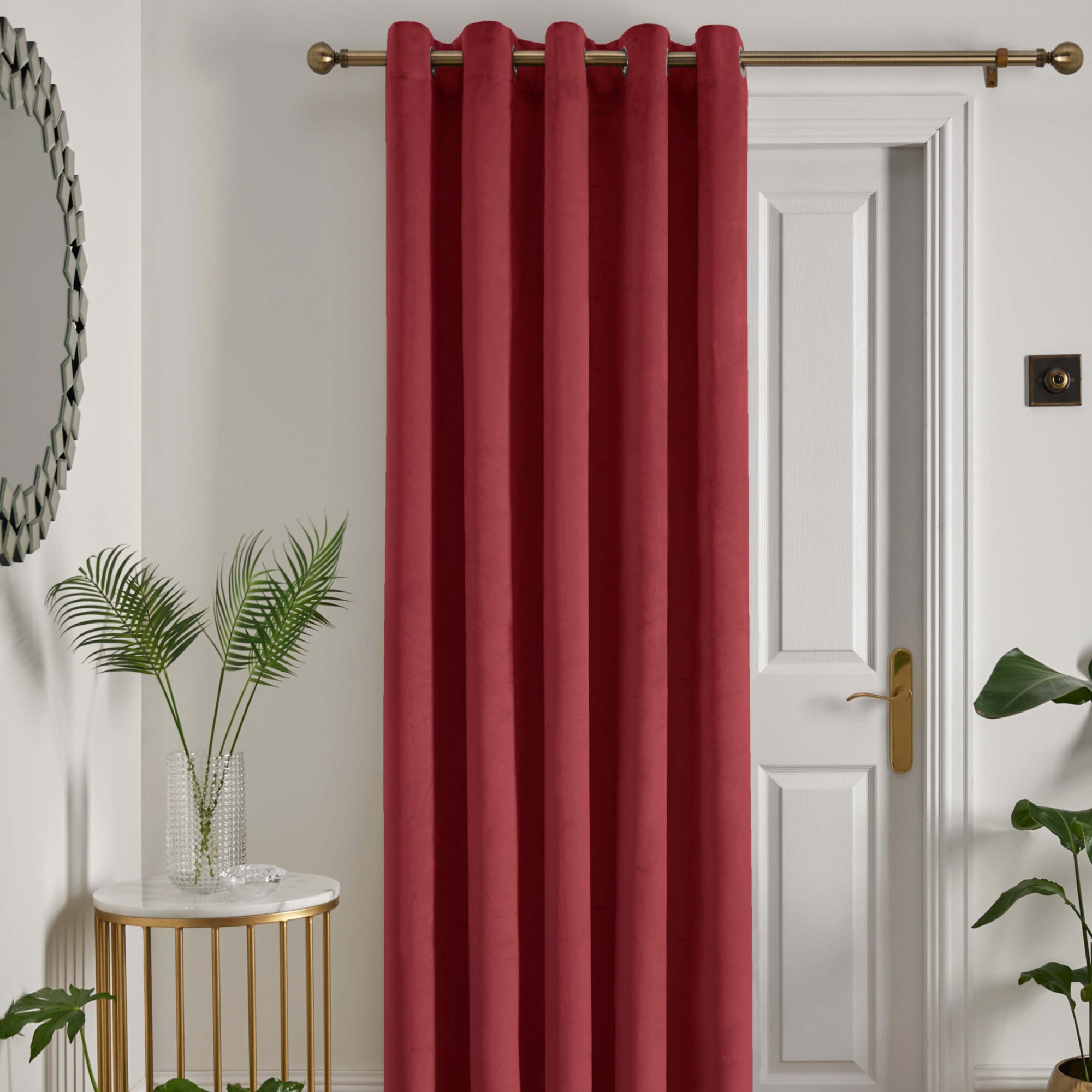 Montrose Eyelet Single Panel Door Curtain by Laurence Llewelyn-Bowen in Claret - Eyelet Single Panel Door Curtain - Laurence Llewelyn-Bowen