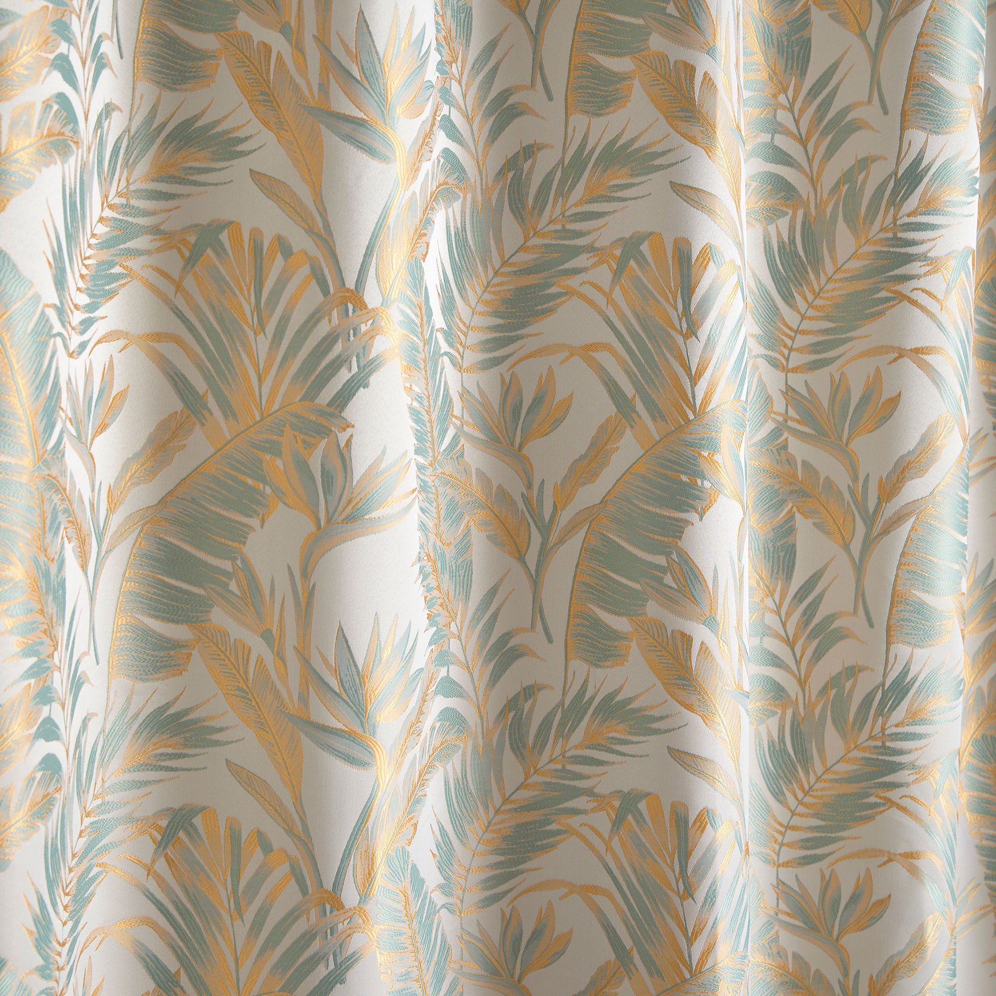 Paradise Palm Pair of Eyelet Curtains by Laurence Llewelyn-Bowen in Duck Egg - Pair of Eyelet Curtains - Laurence Llewelyn-Bowen