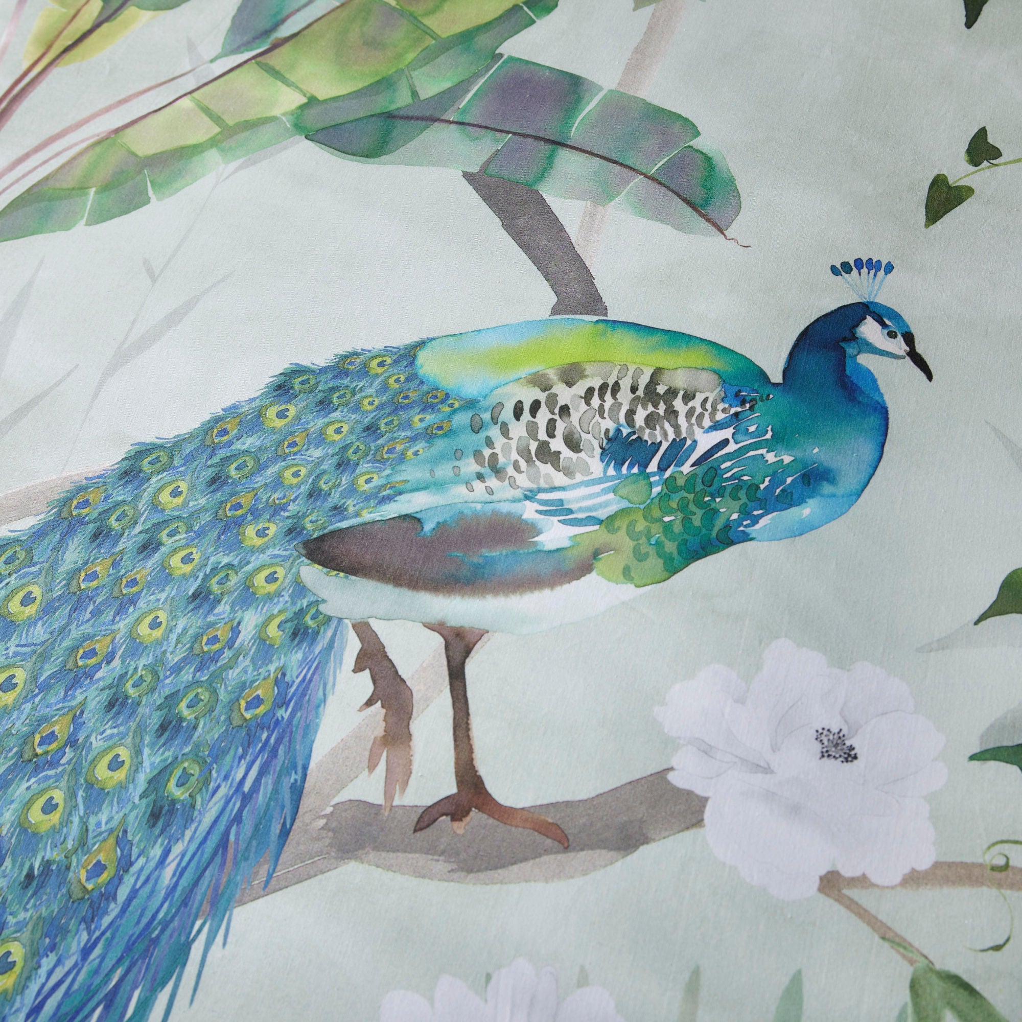 Peacock Jungle Duvet Cover Set by Soiree in Green - Duvet Cover Set - Soiree