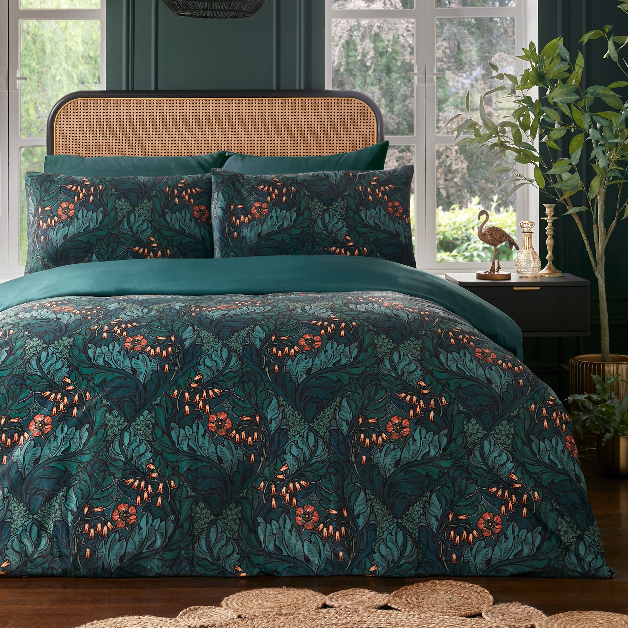 Rambleicious Duvet Cover Set by Laurence Llewelyn-Bowen in Bottle Green - Duvet Cover Set - Laurence Llewelyn-Bowen