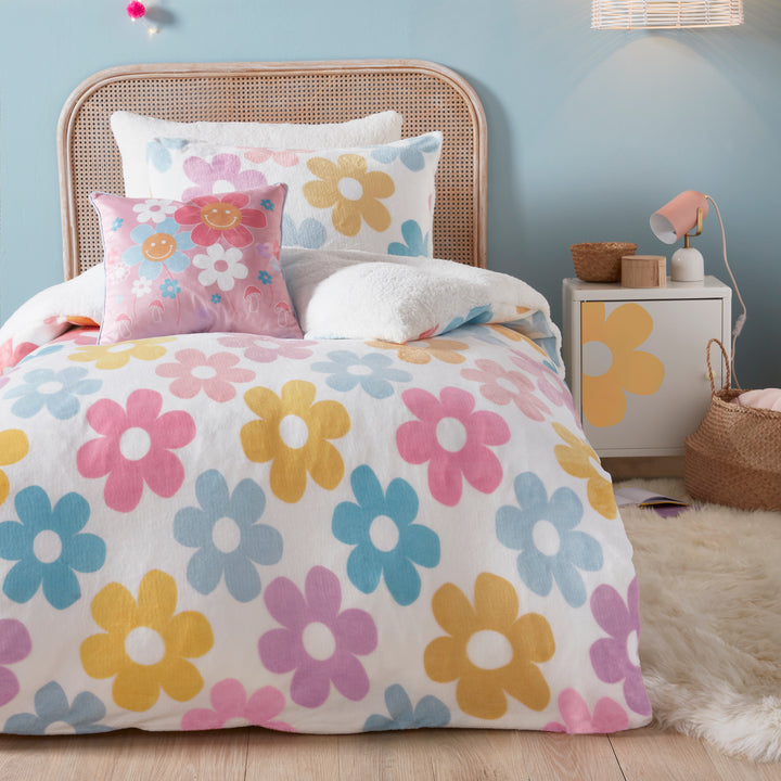 Retro Flower Duvet Cover Set by Bedlam in Multi - Duvet Cover Set - Bedlam