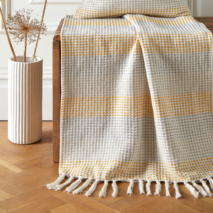 Reva Bedspread by Appletree Loft in Ochre 130cm x 180cm - Bedspread - Appletree Loft