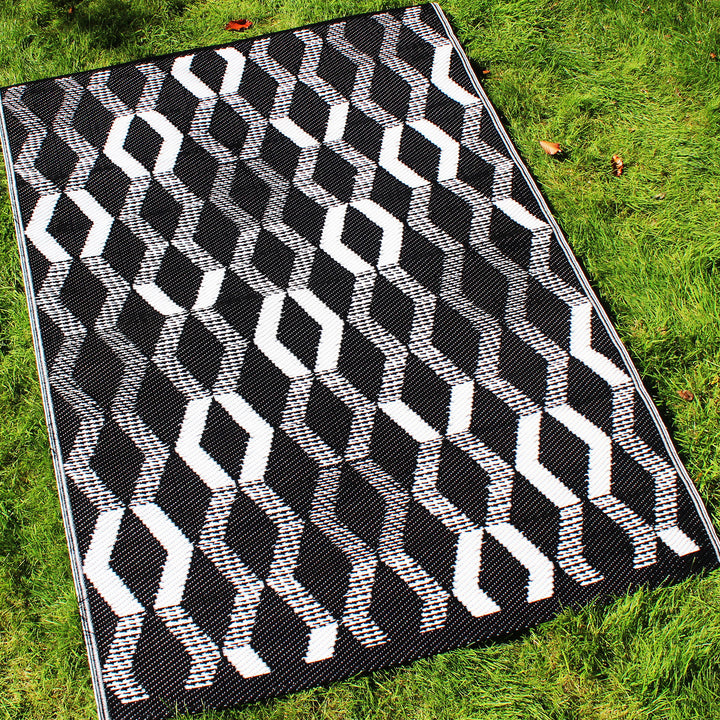 Rico Outdoor Outdoor Rug by Fusion in Black 120 x 170cm - Outdoor Rug - Fusion