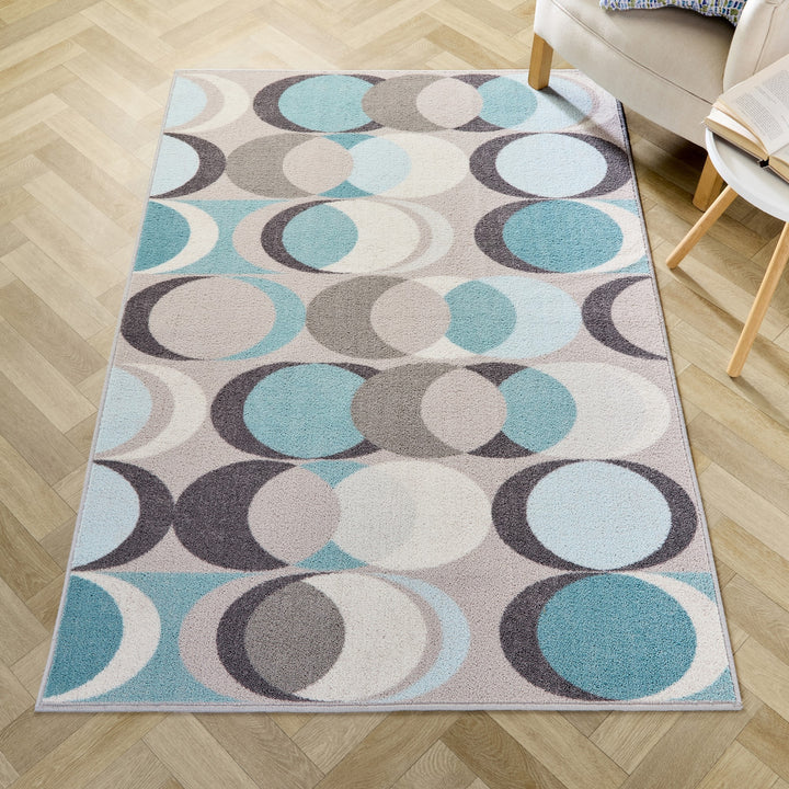 Sander Washable Rug by Fusion in Duck Egg 120 x 180cm