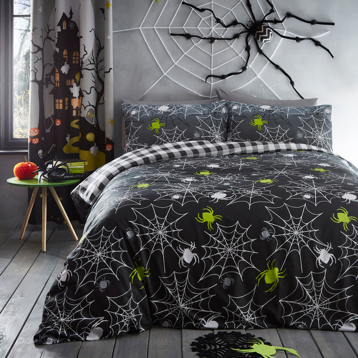 Spiders Duvet Cover Set by Bedlam in Grey - Duvet Cover Set - Bedlam