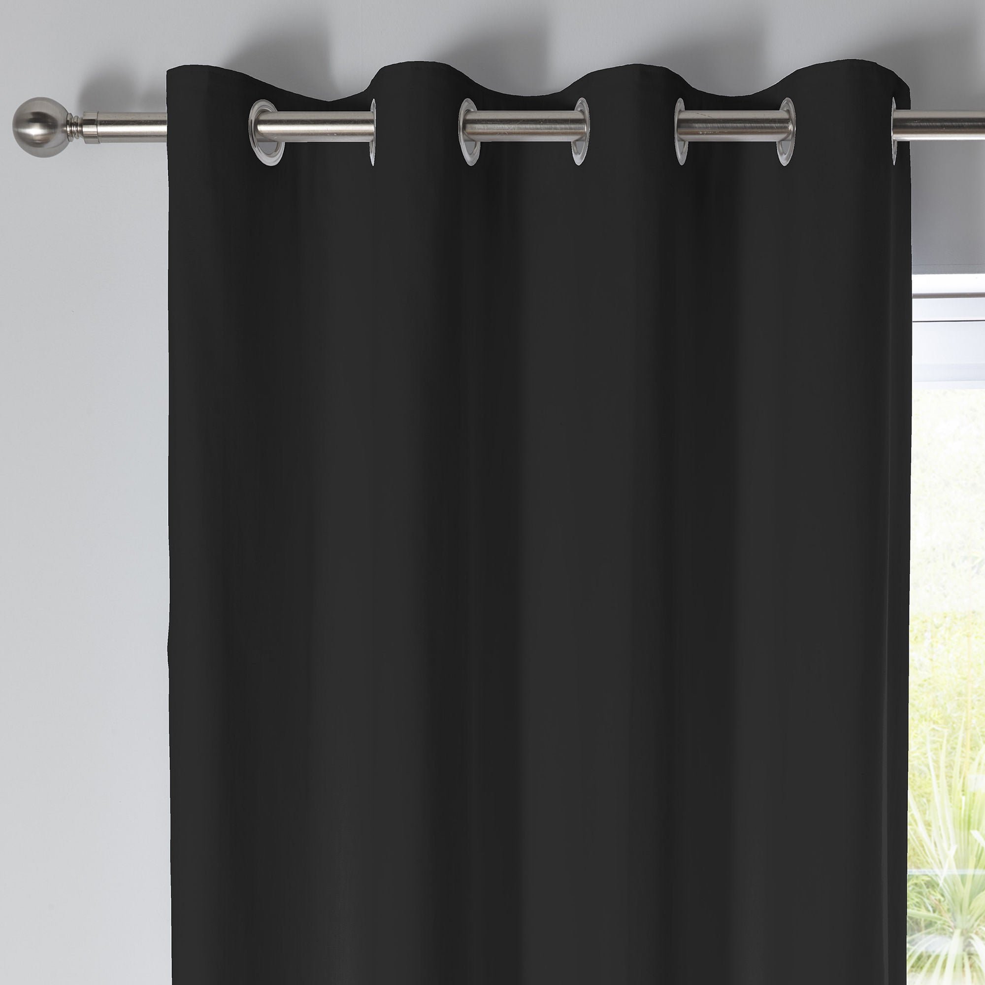 Sorbonne Pair of Eyelet Curtains by Fusion in Black - Pair of Eyelet Curtains - Fusion