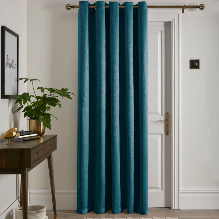 Strata Eyelet Single Panel Door Curtain by Fusion in Forest Green - Eyelet Single Panel Door Curtain - Fusion