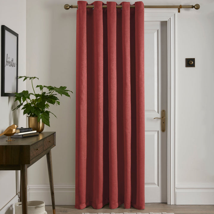 Strata Eyelet Single Panel Door Curtain by Fusion in Terracotta - Eyelet Single Panel Door Curtain - Fusion