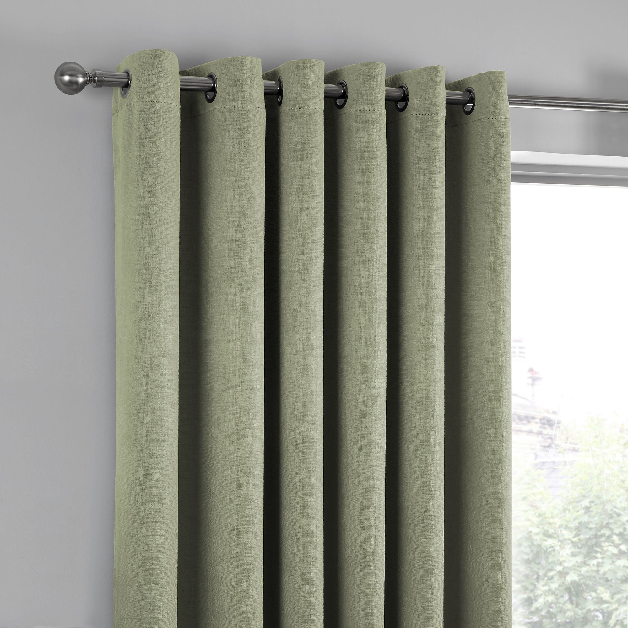 Strata Pair of Eyelet Curtains by Fusion in Green - Pair of Eyelet Curtains - Fusion