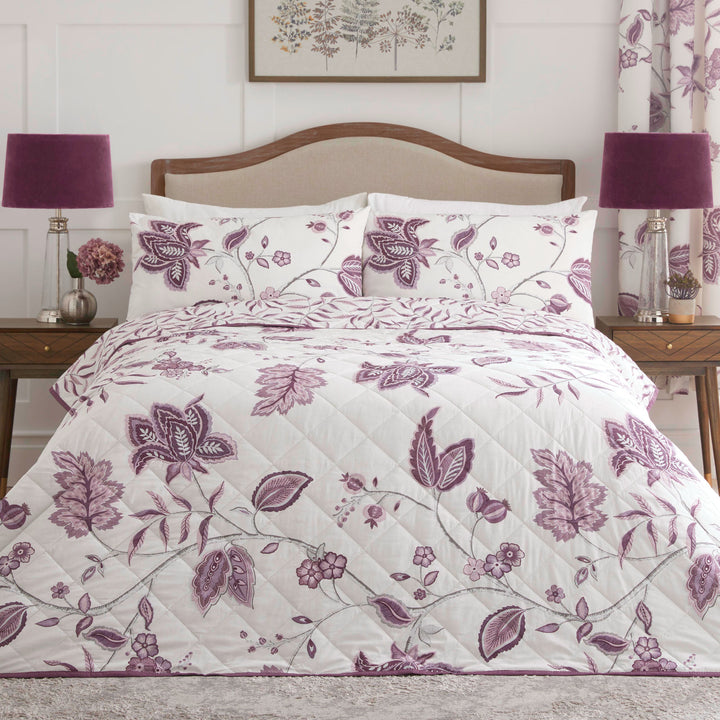 Samira Bedspread by Dreams & Drapes Design in Plum 200cm X 230cm - Bedspread - Dreams & Drapes Design