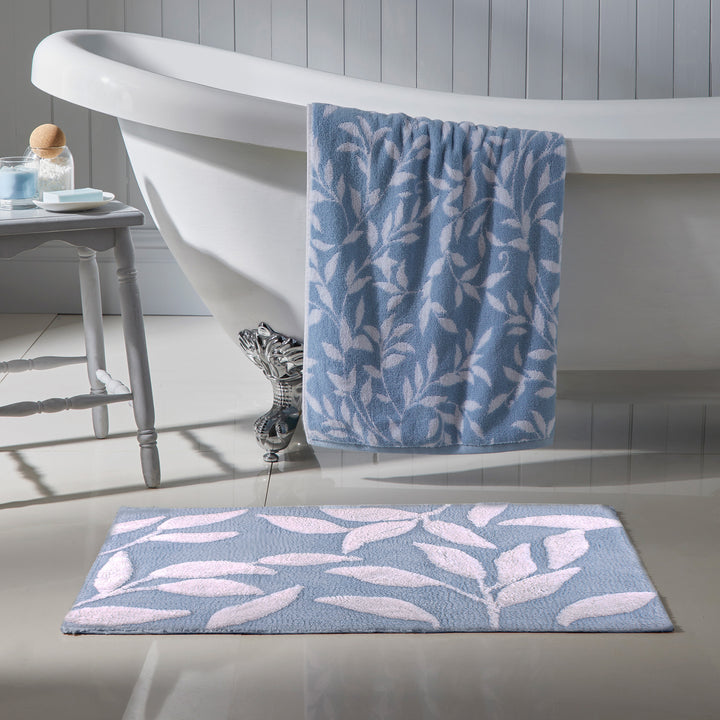 Sandringham Bath Mat by Dreams & Drapes Bathroom in Blue 50 x 80cm - Bath Mat - Dreams & Drapes Bathroom