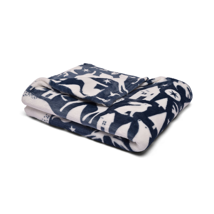 Scandi Animals Throw by Fusion Snug in Navy 120 x 150cm - Throw - Fusion Snug