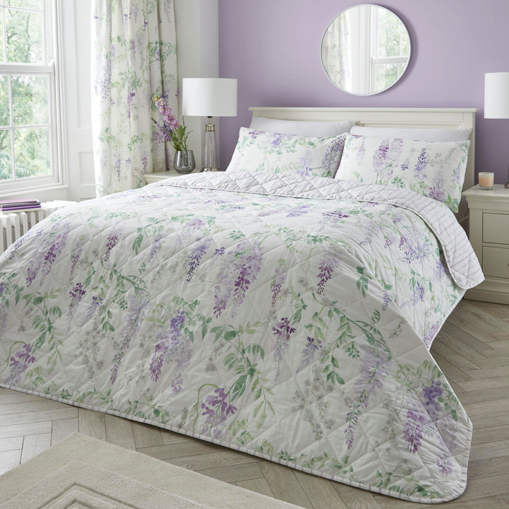 Wisteria Bedspread by Dreams & Drapes Design in Lilac 200cm X 230cm - Bedspread - Dreams & Drapes Design