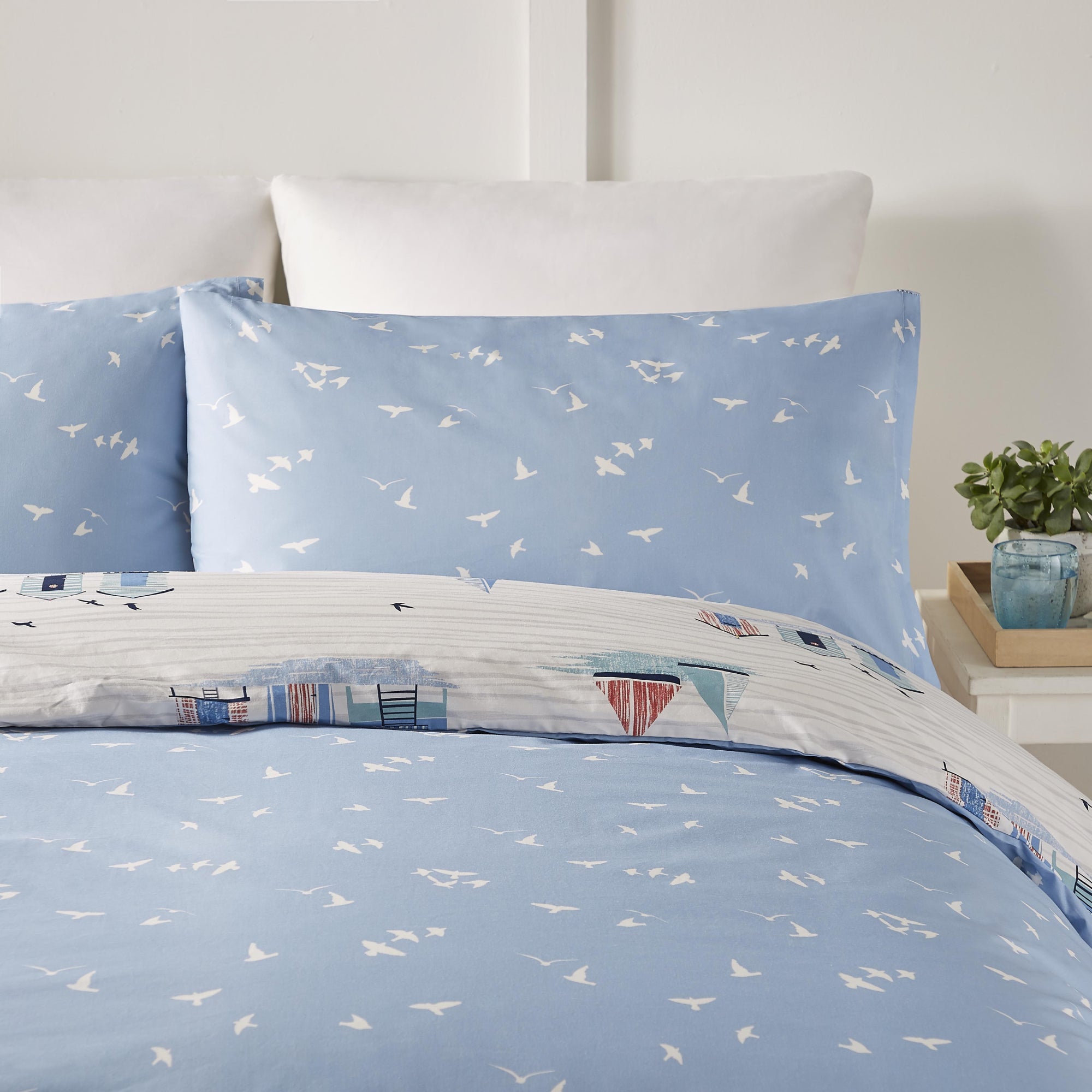 Beach Huts  Duvet Cover Set by Fusion in Blue - Duvet Cover Set - Fusion