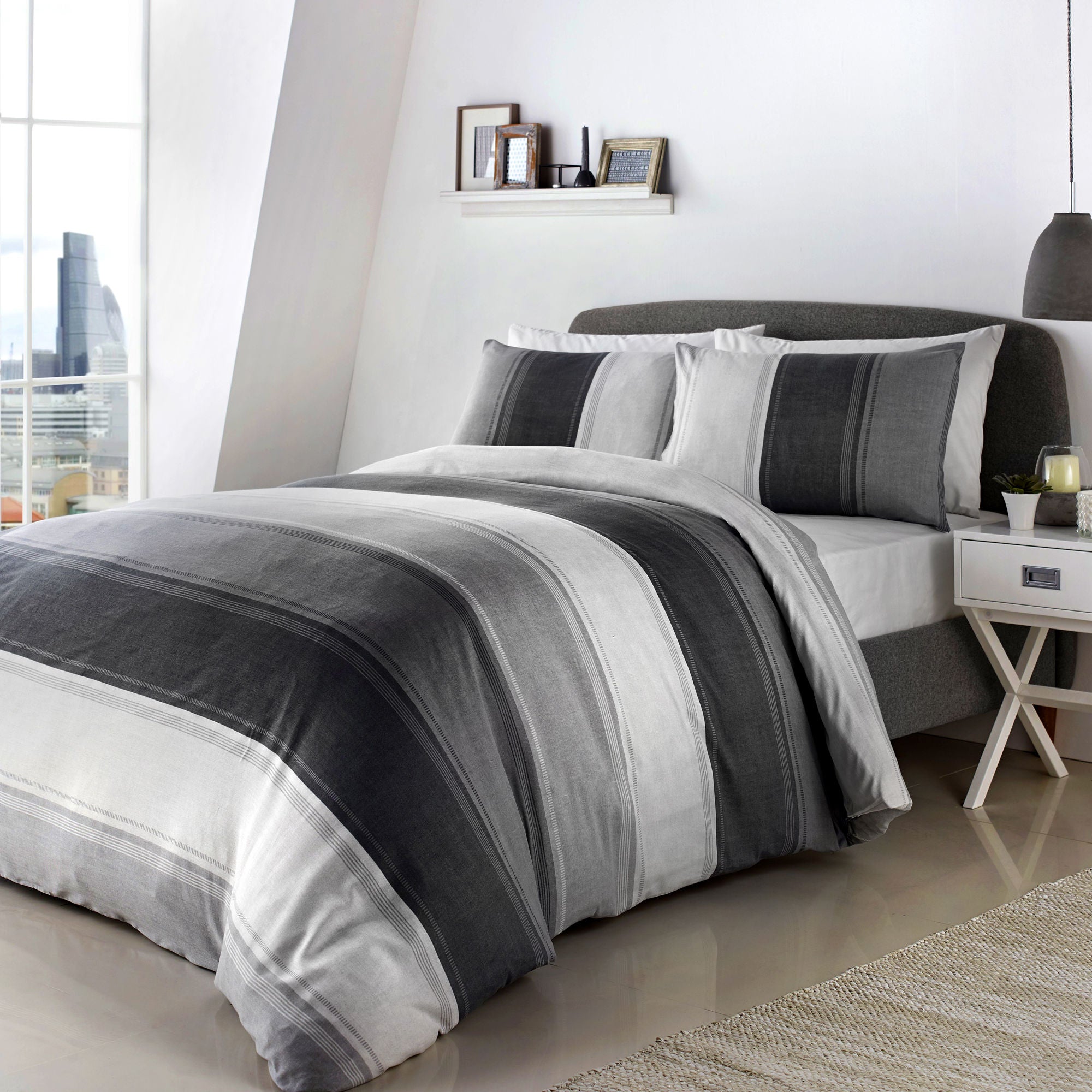 Betley Duvet Cover Set by Fusion in Grey - Duvet Cover Set - Fusion