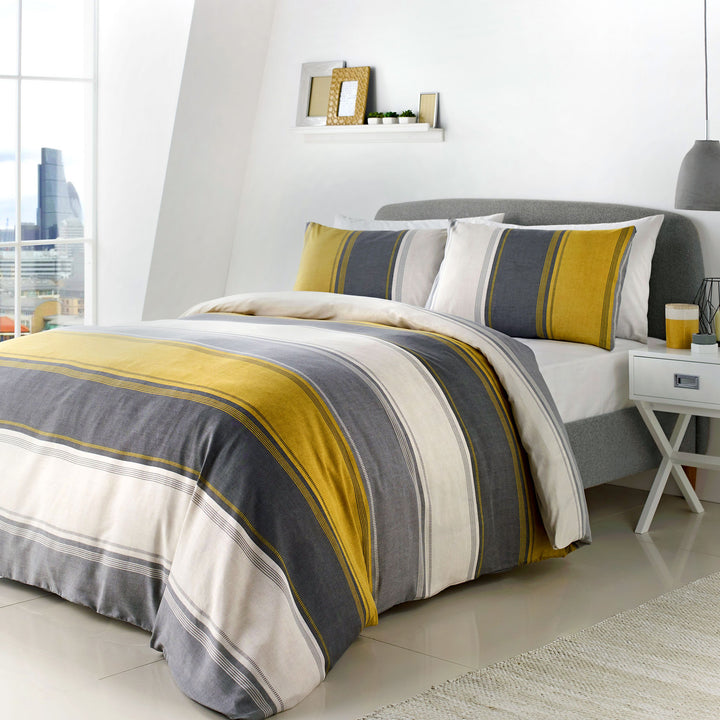 Betley Duvet Cover Set by Fusion in Ochre - Duvet Cover Set - Fusion