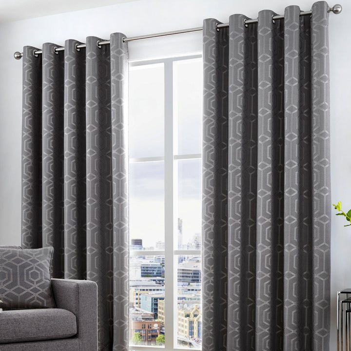 Camberwell Pair of Eyelet Curtains by Curtina in Graphite - Pair of Eyelet Curtains - Curtina