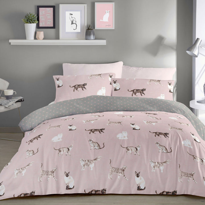 Cats Duvet Cover Set by Fusion in Blush - Duvet Cover Set - Fusion