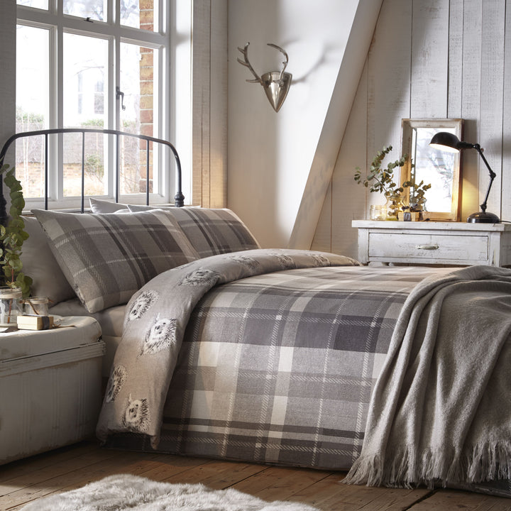 Colville Check Duvet Cover Set by Dreams & Drapes Lodge in Grey - Duvet Cover Set - Dreams & Drapes Lodge