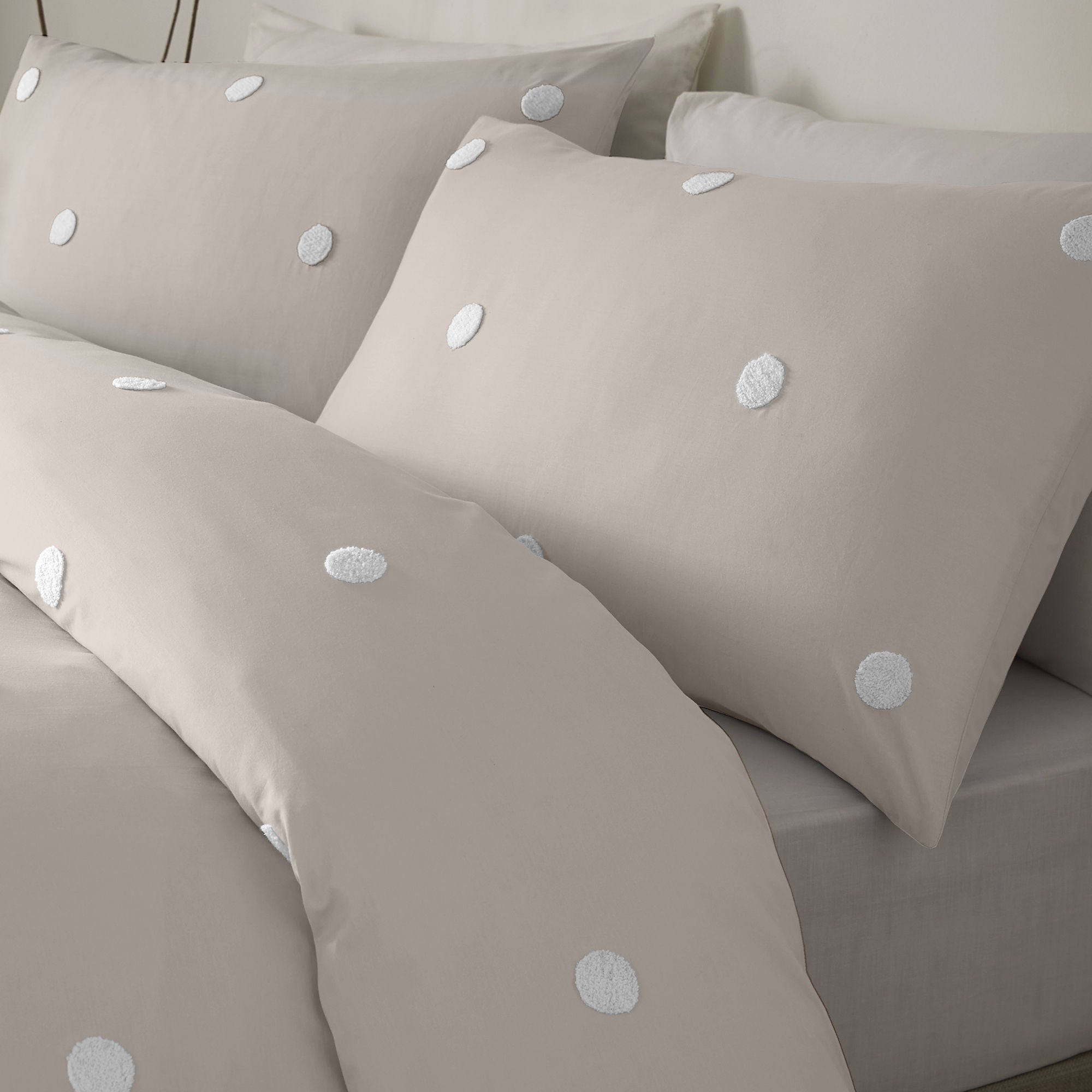 Dot Garden Duvet Cover Set by Appletree Boutique in Linen with White Dots - Duvet Cover Set - Appletree Boutique