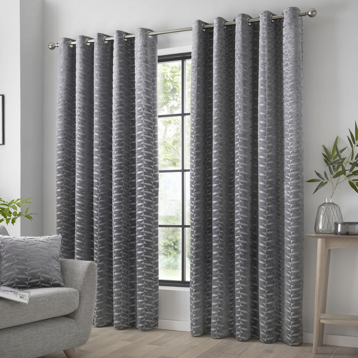 Kendal Pair of Eyelet Curtains by Curtina in Charcoal - Pair of Eyelet Curtains - Curtina