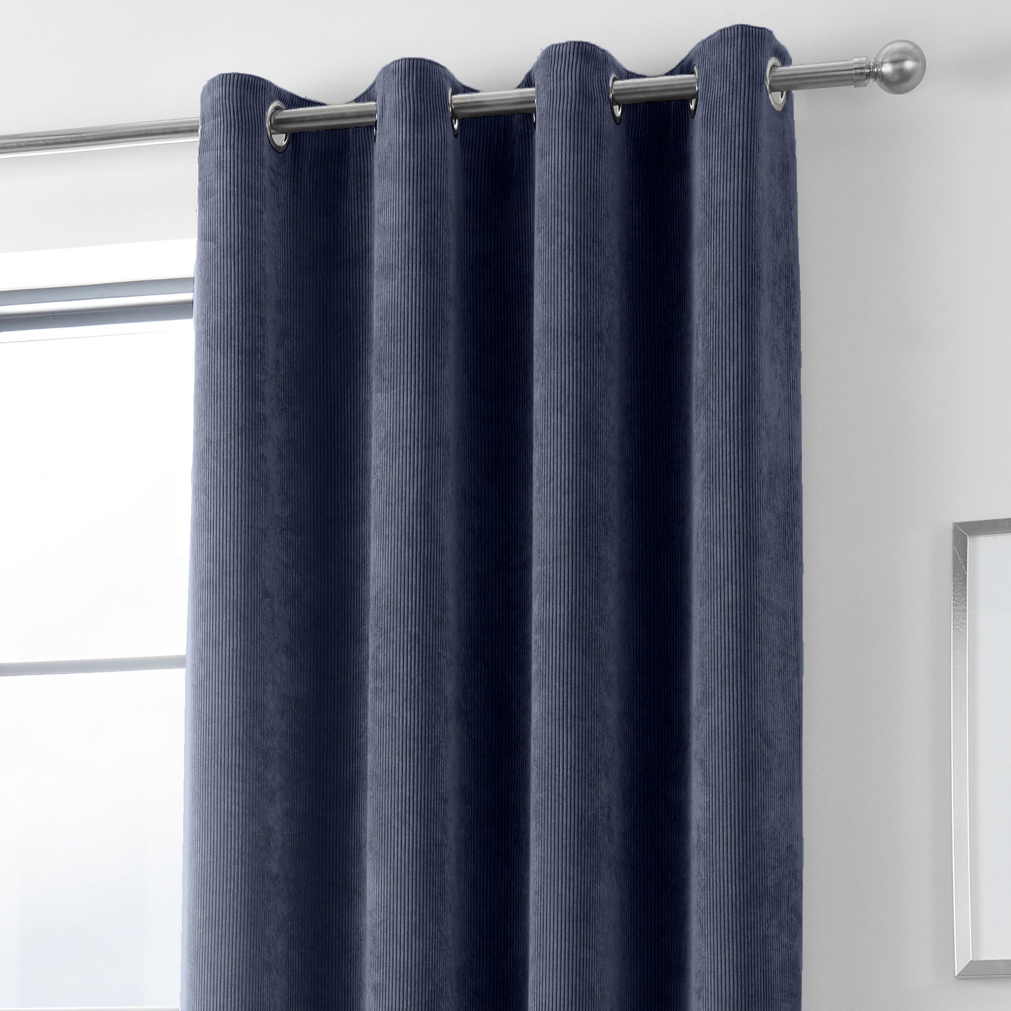 Kilbride Cord Pair of Eyelet Curtains by Appletree Loft in Navy - Pair of Eyelet Curtains - Appletree Loft