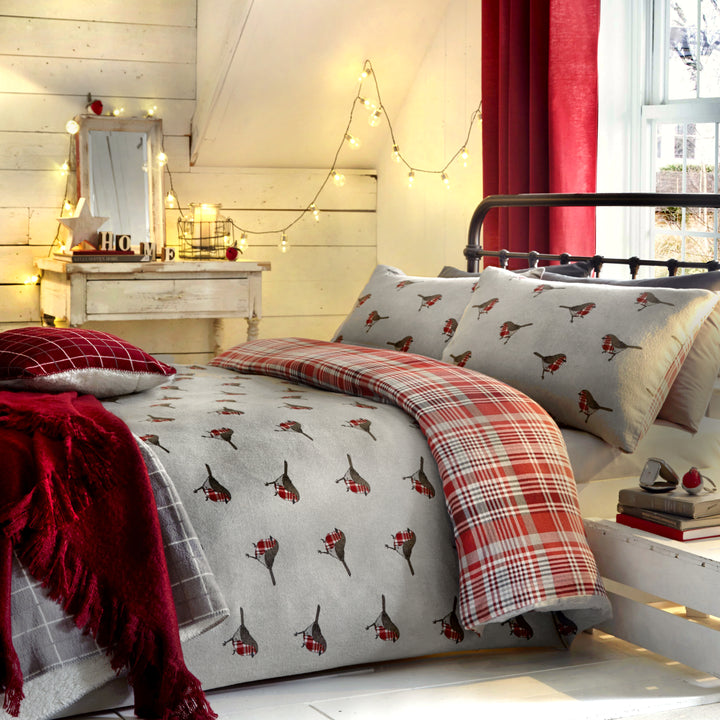 Robin Duvet Cover Set by Dreams & Drapes Lodge in Red - Duvet Cover Set - Dreams & Drapes Lodge