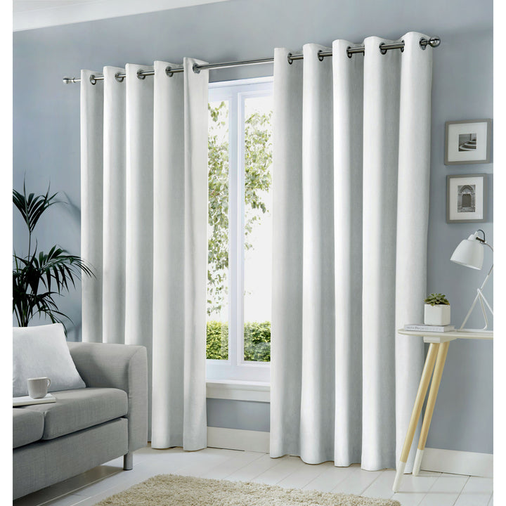 Sorbonne Pair of Eyelet Curtains by Fusion in White - Pair of Eyelet Curtains - Fusion