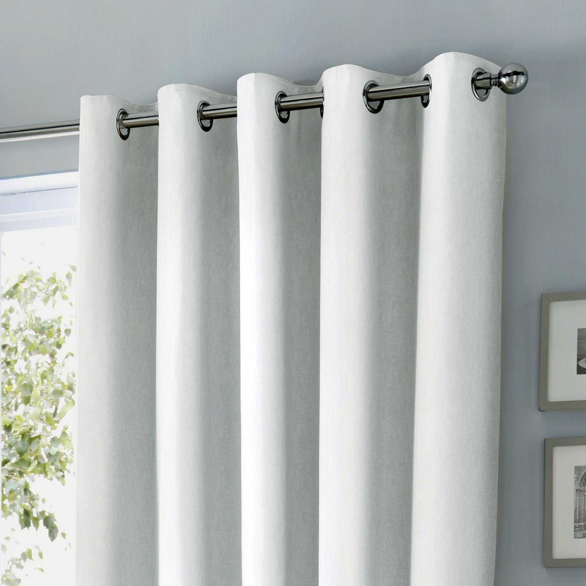 Sorbonne Pair of Eyelet Curtains by Fusion in White - Pair of Eyelet Curtains - Fusion