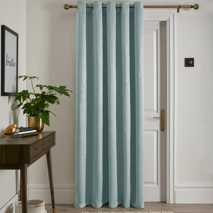 Strata Eyelet Single Panel Door Curtain by Fusion in Duck Egg - Eyelet Single Panel Door Curtain - Fusion