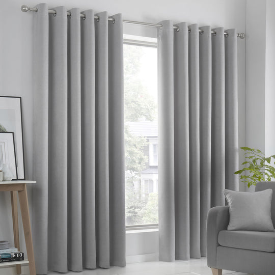 Strata Eyelet Curtains in Silver