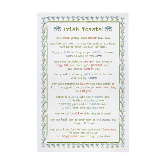 Irish Toasts Cotton Tea Towel in Green