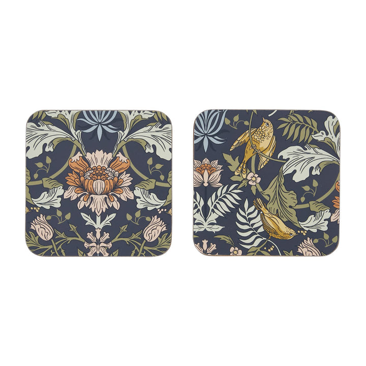 Ulster Weavers Finch & Flower Coasters - 4 Pack One Size in Navy - Coaster - Ulster Weavers