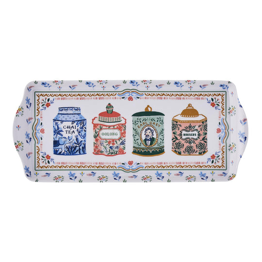 Tea Tins Small Serving Tray in Multicolour