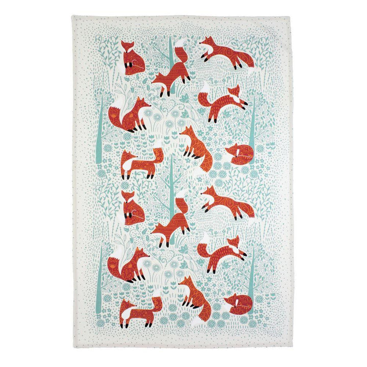 Ulster Weavers Cotton Tea Towel - Foraging Fox (100% Cotton, Blue) - Tea Towel - Ulster Weavers