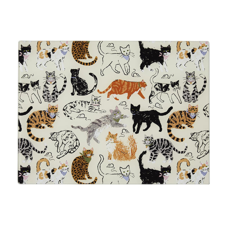 Ulster Weavers Feline Friends Glass Worktop Saver One Size in Cream - Worktop Savers - Ulster Weavers