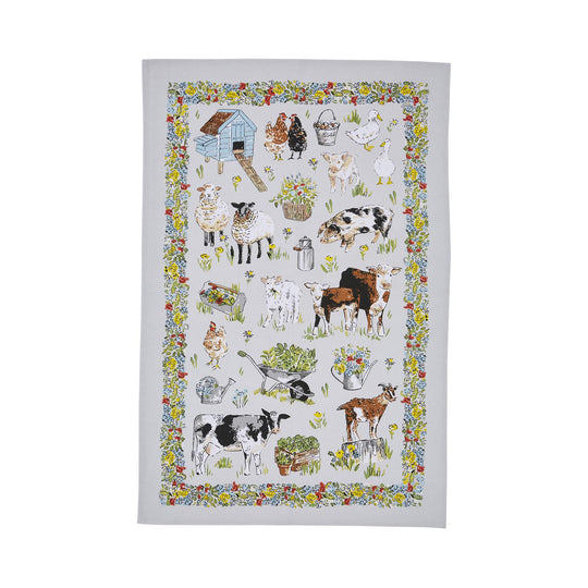 Portman Farm Cotton Tea Towel in Grey