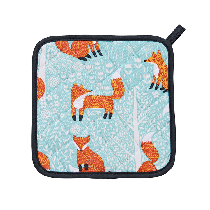 Ulster Weavers Heat Resistant Pot Mat - Foraging Fox (100% Cotton Outer; 100% Polyester wadding; CE marked, Blue) - Pot Mat - Ulster Weavers