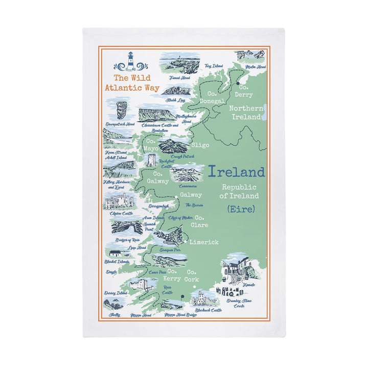 Ulster Weavers Wild Atlantic Way Tea Towel - Cotton One Size in Green - Tea Towel - Ulster Weavers