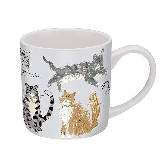 Feline Friends Bone China Mug in Grey