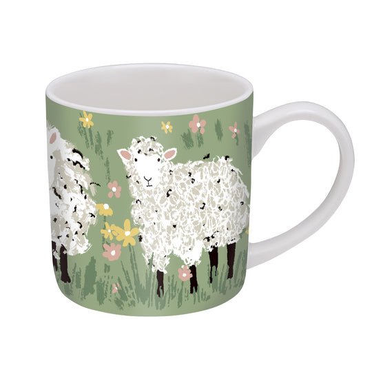 Woolly Sheep Bone China Mug in Green
