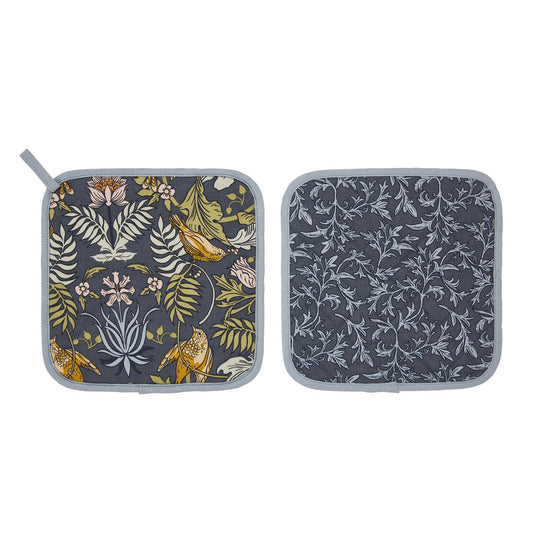 Finch & Flower Pot Mat in Navy