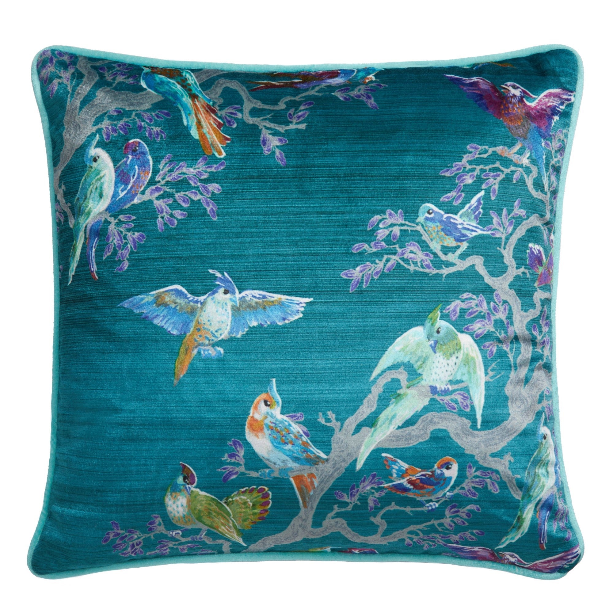 Birdity Absurdity Filled Cushion by Laurence Llewelyn-Bowen in Blue 43 x 43cm - Filled Cushion - Laurence Llewelyn-Bowen