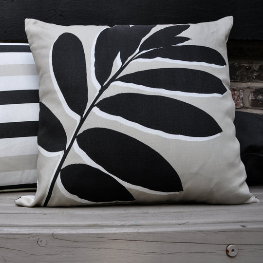 Leaf Print Outdoor Cushion in Natural 43 x 43cm