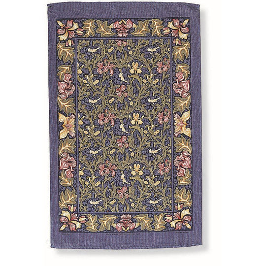 Birds & Iris Blue Cotton Tea Towel in Blue