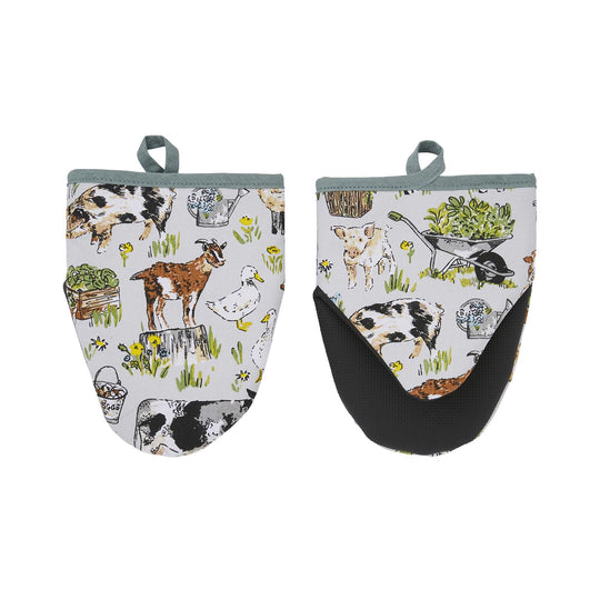 Portman Farm Microwave Mitts Pair in Grey